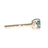 1.35ct Oval Brilliant Montana Sapphire and Princess Cut Diamond Rapids Low Profile Ring in 14k Yellow Gold
