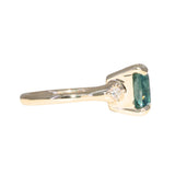 5.53ct Radant Cut Untreated Montana Sapphire and Princess Cut Diamond Rapids Low Profile Ring in 14k Yellow Gold