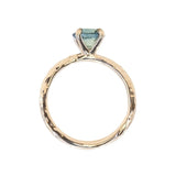 1.47ct Round Teal Montana Sapphire Evergreen Carved 4 Prong Solitaire in 14k Yellow Gold