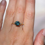 1.62ct Round Teal Green Montana Sapphire and Princess Cut Diamond Rapids Low Profile Ring in 18k Yellow Gold