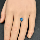 2.29CT PRECISION CUT ROUND BRILLIANT MONTANA SAPPHIRE, OCEAN BLUE, 7.8MM