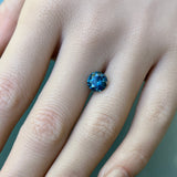 2.25CT PRECISION CUT ROUND BRILLIANT MONTANA SAPPHIRE, TEAL BLUE, 7.8MM