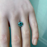 2.91CT PRECISION CUT ROUND BRILLIANT MONTANA SAPPHIRE, TEAL GREEN PARTI, 8.3MM