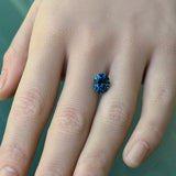 2.84CT PRECISION CUT OVAL BRILLIANT MONTANA SAPPHIRE, PARTI TEAL OCEAN BLUE, 8.9X7.5MM