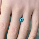 1.65CT PRECISION CUT ROUND BRILLIANT MONTANA SAPPHIRE, COLOR SHIFTING TEAL BLUE GREEN AND PURPLE, 7MM