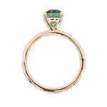 2.06ct Oval Precision Cut Teal Blue Green Oval Montana Sapphire Evergreen Carved 4 Prong Solitaire in 14k Yellow Gold