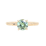1.34ct Round Precision Cut Montana Sapphire 4 Prong Solitaire Evergreen Ring in 14k Yellow Gold