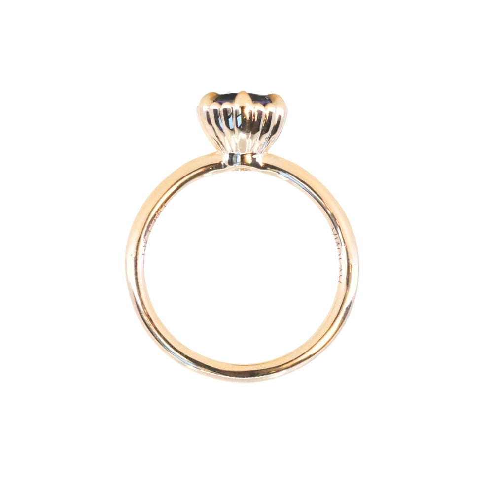 1.20ct Oval Untreated Montana Sapphire Scallop Cup Solitaire in 14k Yellow Gold