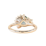 2.57ct Untreated Blue Wide Trillion Montana Sapphire and Antique Diamond Mountainscape Ring in 14k Yellow Gold