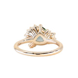 2.57ct Untreated Blue Wide Trillion Montana Sapphire and Antique Diamond Mountainscape Ring in 14k Yellow Gold