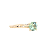 1.34ct Round Precision Cut Montana Sapphire 4 Prong Solitaire Evergreen Ring in 14k Yellow Gold