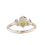 1.75ct Oval Parti Untreated Madagascar Sapphire and Green Oval Sapphire Three Stone Ring in 14k Yellow Gold