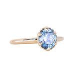 1.49ct Oval Untreated Montana Sapphire Scallop Cup Solitaire in 14k Yellow Gold