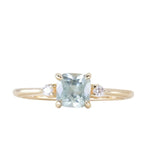 1.07ct Minty Seafoam Green Montana Sapphire and Diamond Dainty Three Stone Ring in 14k Yellow Gold