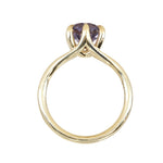 2.40ct Untreated Mauve Precision Cut Montana Sapphire Low Profile Six Prong Split Shank Solitaire in 18k Yellow Gold