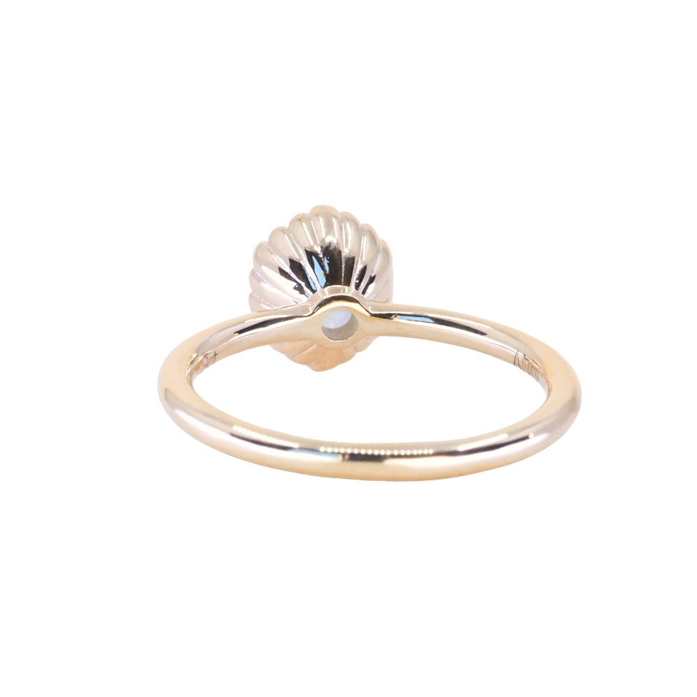 1.49ct Oval Untreated Montana Sapphire Scallop Cup Solitaire in 14k Yellow Gold