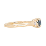 1.10ct Round Deep Teal Montana Sapphire and Princess Cut Diamond Rapids Low Profile Ring in 14k Yellow Gold