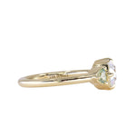 0.96ct Antique Old Mine Cut Diamond and Trillion Seafoam Montana Sapphire Antique Style Compass Set Low Profile Ring with Milgrain in 18k Yellow Gold