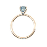 1.32ct Precision Cut Oval Teal Montana Sapphire Classic 4 Prong Solitaire in 14k Yellow Gold
