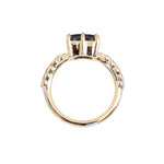 2.36ct Radiant Cut East-West Purple-Grey Spinel Low Profile 6 Prong Vine Solitaire with Diamonds in 18k Yellow