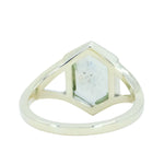 2.04ct Montana Sapphire Hexagon Portrait Cut Low Profile Bezel Split Shank Solitaire Ring in 14k Green Gold