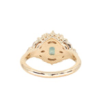 2.70ct Untreated Radiant Cut Montana Sapphire and Diamond Floral Halo in 14k Yellow Gold