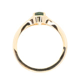 0.96ct Oval Teal Precision Cut Montana Sapphire Low Profile 4 Prong Signet Solitaire in 14k Yellow Gold