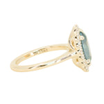 2.54ct Untreated Montana Sapphire Antique-Style Low Profile Diamond Halo Ring in 14k Yellow Gold- Appraised Stone