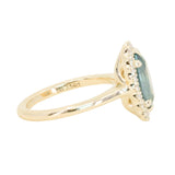 2.54ct Untreated Montana Sapphire Antique-Style Low Profile Diamond Halo Ring in 14k Yellow Gold- Appraised Stone