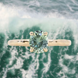 1.23ct Oval Seafoam Green Montana Sapphire Evergreen Carved 4 Prong Solitaire in 14k Yellow Gold