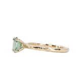 1.23ct Oval Seafoam Green Montana Sapphire Evergreen Carved 4 Prong Solitaire in 14k Yellow Gold