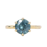 2.77ct Untreated Silky Montana Sapphire Six Prong Evergreen Hidden Halo Solitaire in 18k Yellow Gold