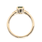 0.93ct Round Seafoam Montana Sapphire and Princess Cut Diamond Rapids Low Profile Ring in 14k Yellow Gold
