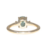 1.35ct Oval Brilliant Montana Sapphire and Princess Cut Diamond Rapids Low Profile Ring in 14k Yellow Gold