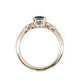 0.91ct Light Cornflower Blue Montana Sapphire and Diamond Starry Night Low Profile Solitaire in 14k Yellow Gold