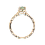 0.78ct Round Seafoam Teal Green Montana Sapphire Four Prong Lotus Solitaire in 14k Yellow Gold