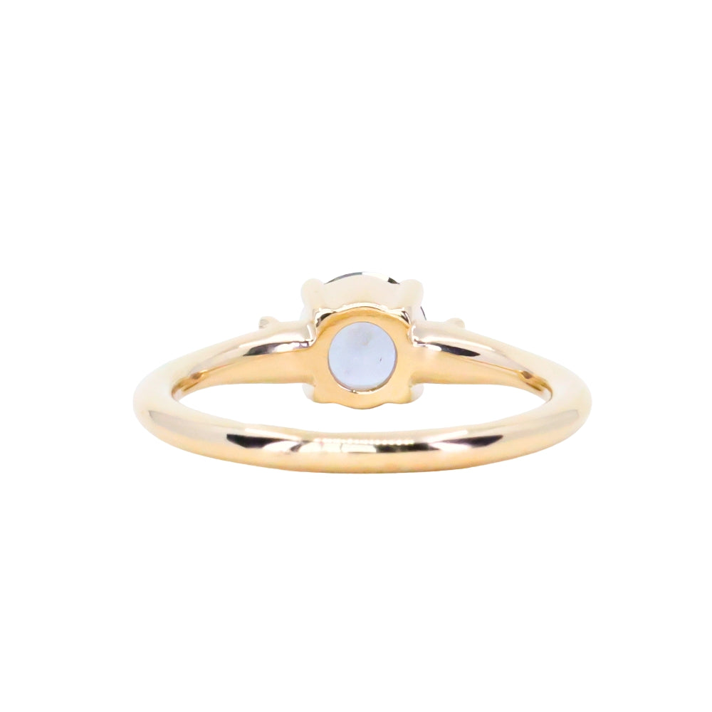 0.98ct Round Color Shifting Untreated Montana Sapphire and Princess Cut Diamond Rapids Low Profile Ring in 14k Yellow Gold