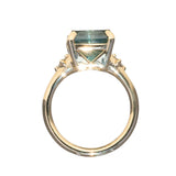 5.53ct Radant Cut Untreated Montana Sapphire and Princess Cut Diamond Rapids Low Profile Ring in 14k Yellow Gold