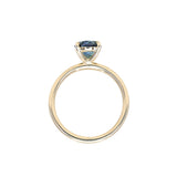 1.43ct Round Precision Cut Teal Montana Sapphire Classic 4 Prong Solitaire in 18k Yellow Gold