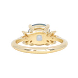 3.38ct Untreated Montana Sapphire Cushion Cut Marquise Diamond Cluster Ring in 18k Yellow Gold