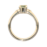 0.85ct Round Light Green Montana Sapphire and Princess Cut Diamond Rapids Low Profile Ring in 14k Yellow Gold