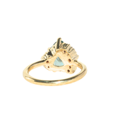 3.34ct  Untreated Pear Montana Sapphire and Diamond Asymmetrical Cluster Ring in 18k Yellow Gold