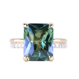 Four Prong Double Band Soltaire with Pavé Set Diamonds- Setting