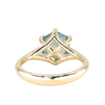 2.60ct Unheated Hexagon Montana Sapphire Low Profile Six Prong Split Shank Solitaire in 18k Yellow Gold