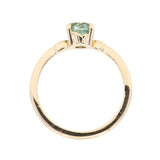 1.21ct Oval Blue Precision Cut Montana Sapphire Low Profile 4 Prong Leaf Bud Solitaire in 14k Yellow Gold
