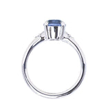 1.91ct Round Precision Cut Blue Montana Sapphire and Princess Cut Diamond Rapids Low Profile Ring in 14k White Gold