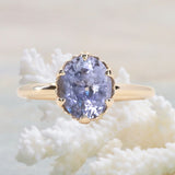 2.40ct Lavender Purple Oval Untreated Montana Sapphire Scallop Cup Solitaire in 14k Yellow Gold