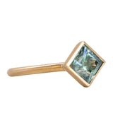 2.17ct Princess Cut Teal Montana Sapphire Contemporary Bezel Set Ring in 18k Yellow Gold