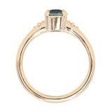1.10ct Round Deep Teal Montana Sapphire and Princess Cut Diamond Rapids Low Profile Ring in 14k Yellow Gold