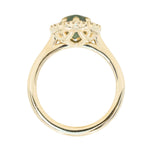 2.54ct Untreated Montana Sapphire Antique-Style Low Profile Diamond Halo Ring in 14k Yellow Gold- Appraised Stone